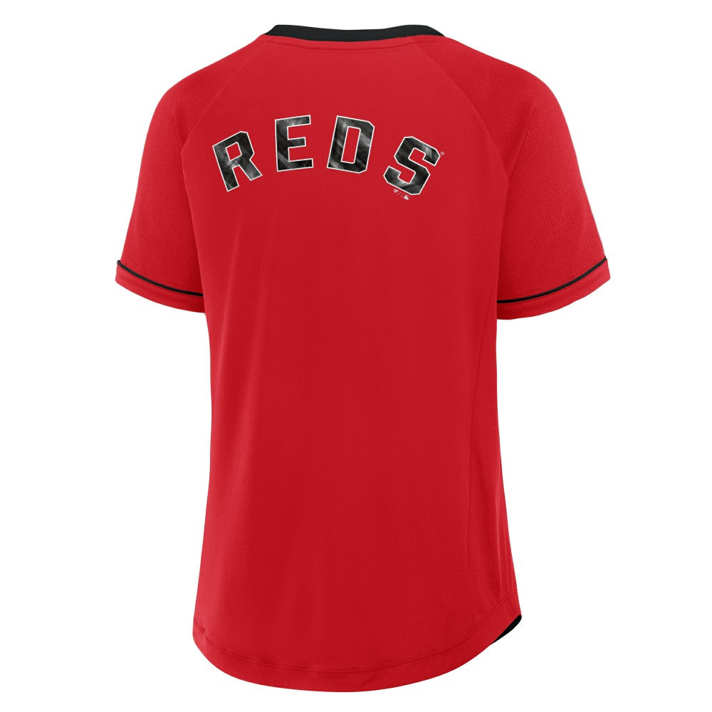 MLB Cincinnati Reds Fanatics Women's League Diva Star Raglan V-Neck T-Shirt