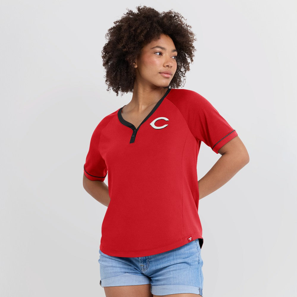 MLB Cincinnati Reds Fanatics Women's League Diva Star Raglan V-Neck T-Shirt