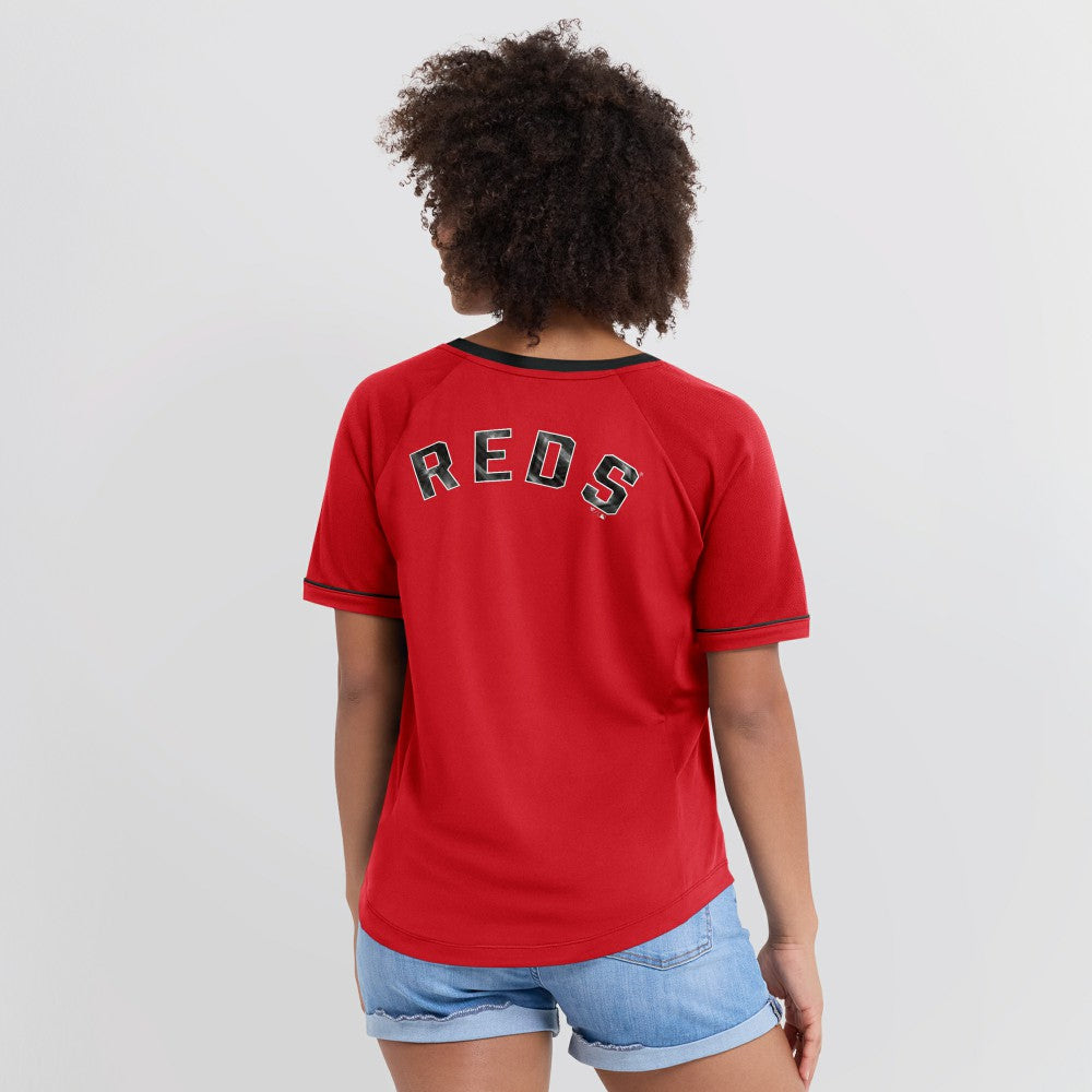 MLB Cincinnati Reds Fanatics Women's League Diva Star Raglan V-Neck T-Shirt