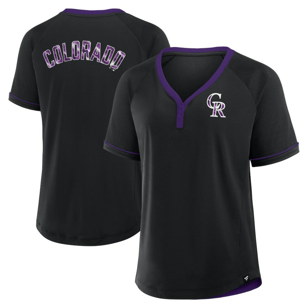 MLB Colorado Rockies Fanatics Women's League Diva Star Raglan V-Neck T-Shirt