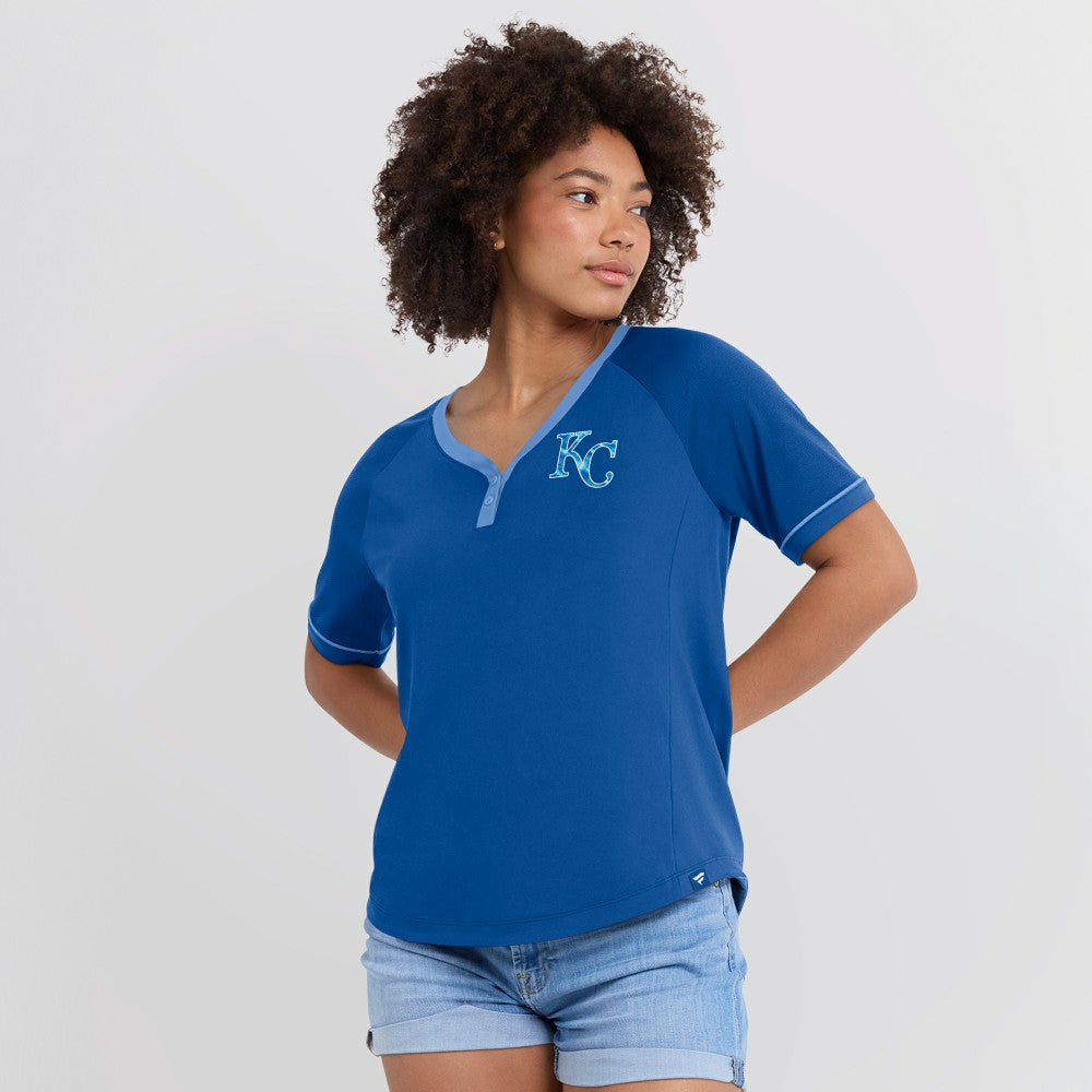 MLB Kansas City Royals Fanatics Women's League Diva Star Raglan V-Neck T-Shirt