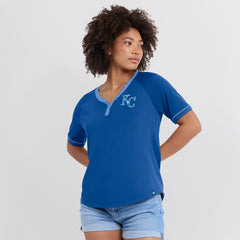 MLB Kansas City Royals Fanatics Women's League Diva Star Raglan V-Neck T-Shirt