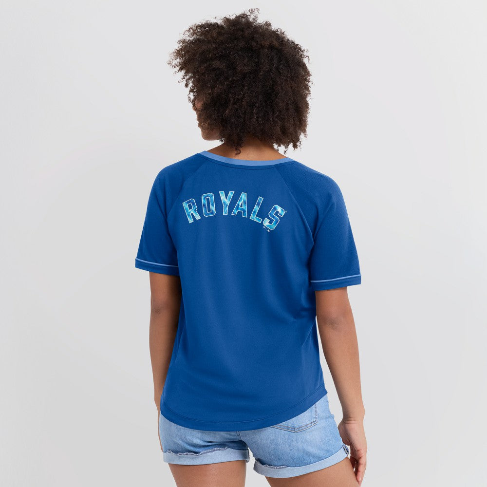 MLB Kansas City Royals Fanatics Women's League Diva Star Raglan V-Neck T-Shirt