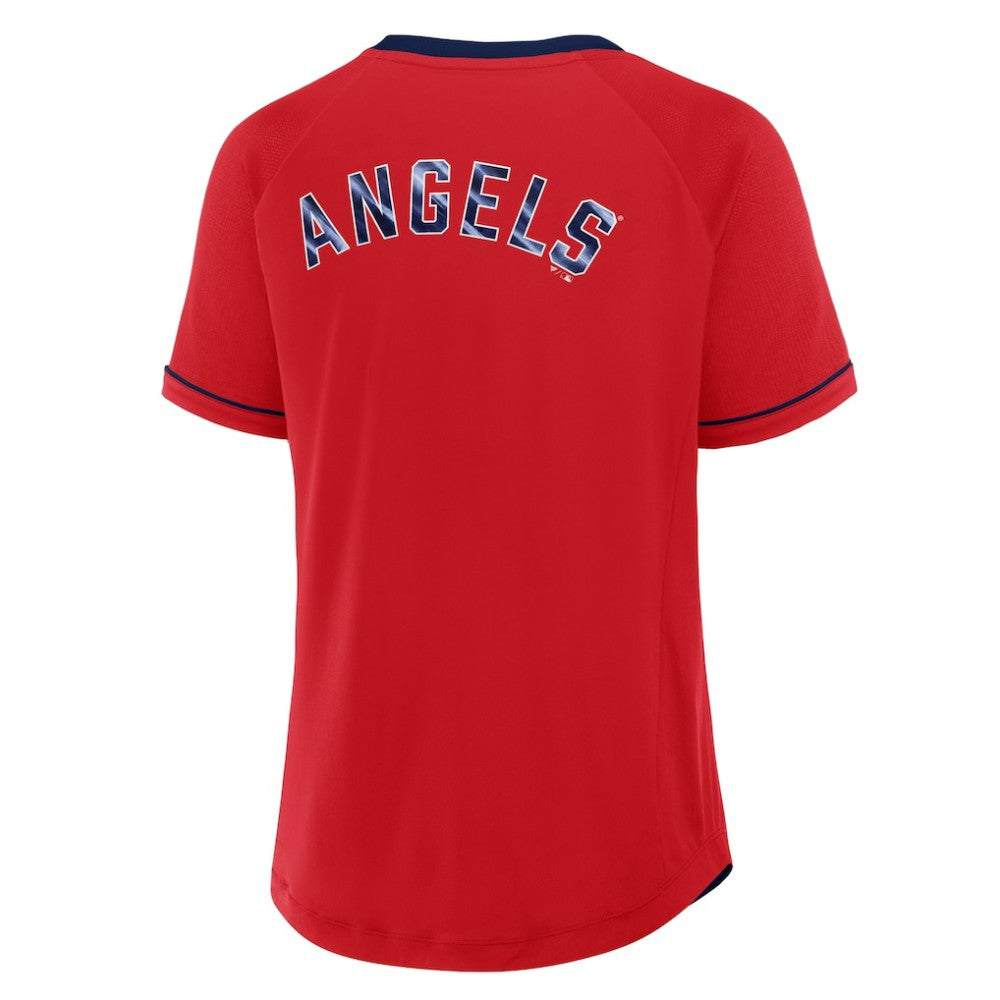 MLB Los Angeles Angels Fanatics Women's League Diva Star Raglan V-Neck T-Shirt