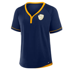 MLB Milwaukee Brewers Fanatics Women's League Diva Star Raglan V-Neck T-Shirt