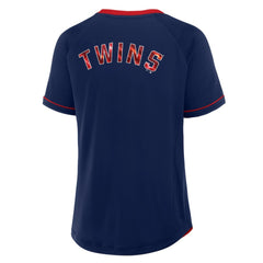 MLB Minnesota Twins Fanatics Women's League Diva Star Raglan V-Neck T-Shirt