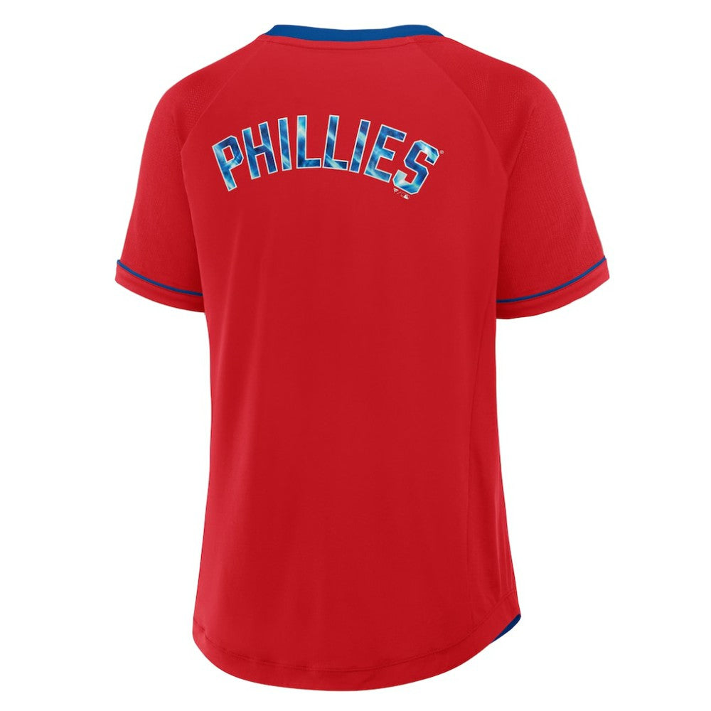 MLB Philadelphia Phillies Fanatics Women's League Diva Star Raglan V-Neck T-Shirt