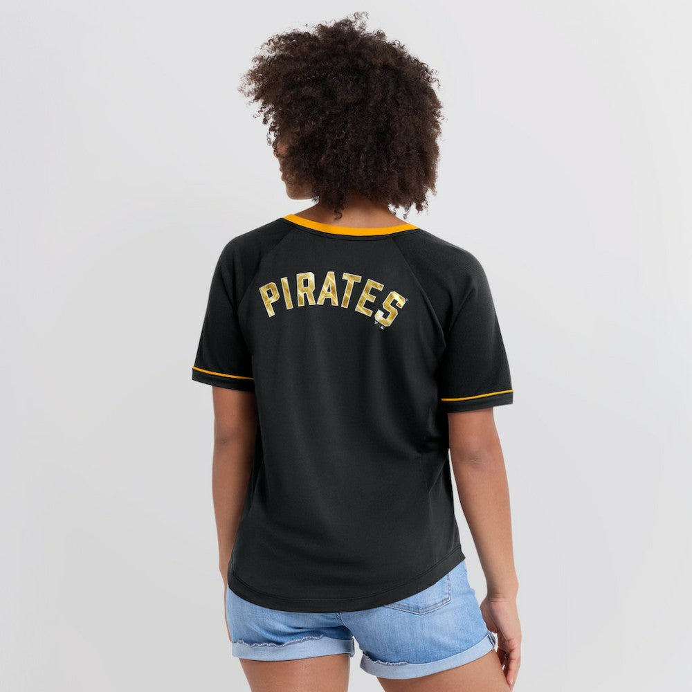 MLB Pittsburgh Pirates Fanatics Women's League Diva Star Raglan V-Neck T-Shirt
