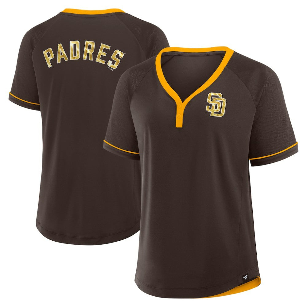 MLB San Diego Padres Fanatics Women's League Diva Star Raglan V-Neck T-Shirt