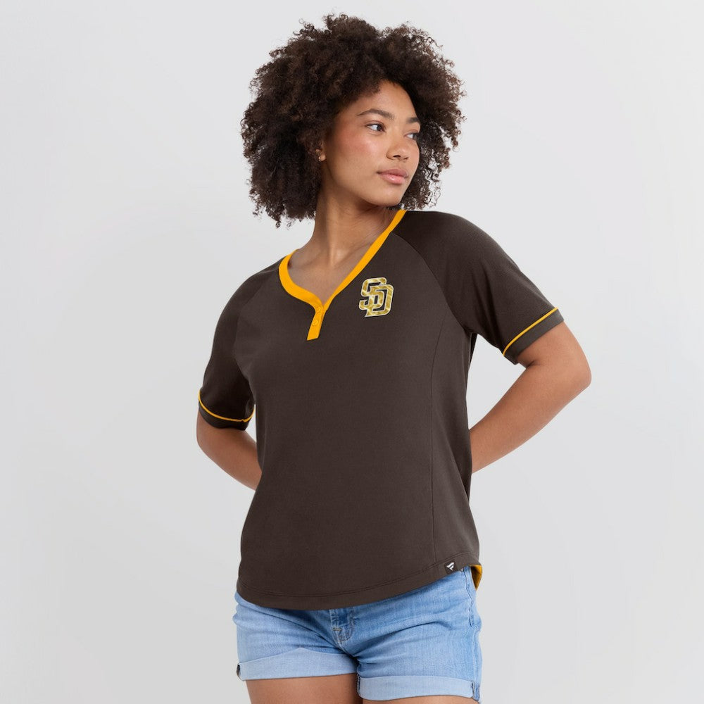 MLB San Diego Padres Fanatics Women's League Diva Star Raglan V-Neck T-Shirt