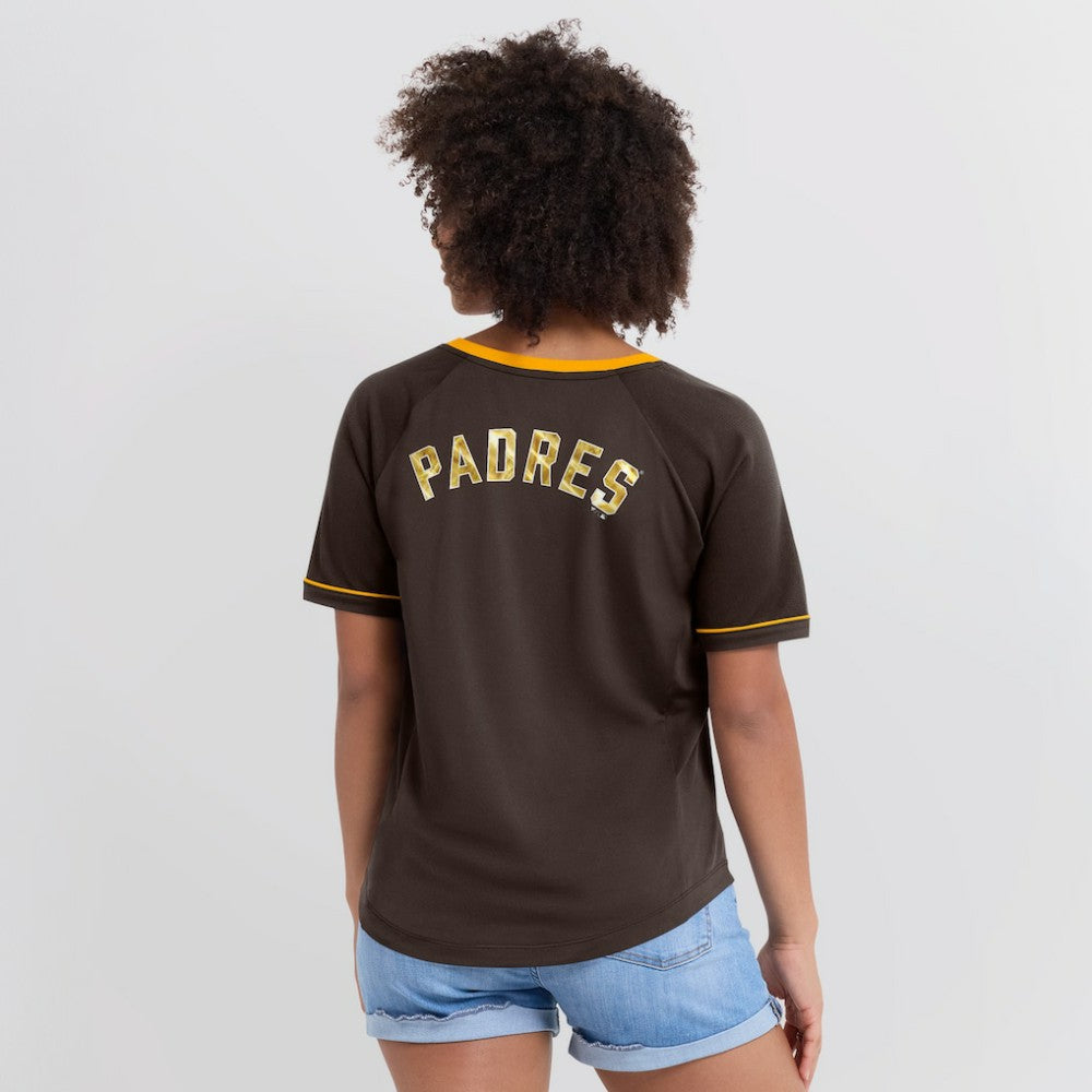 MLB San Diego Padres Fanatics Women's League Diva Star Raglan V-Neck T-Shirt