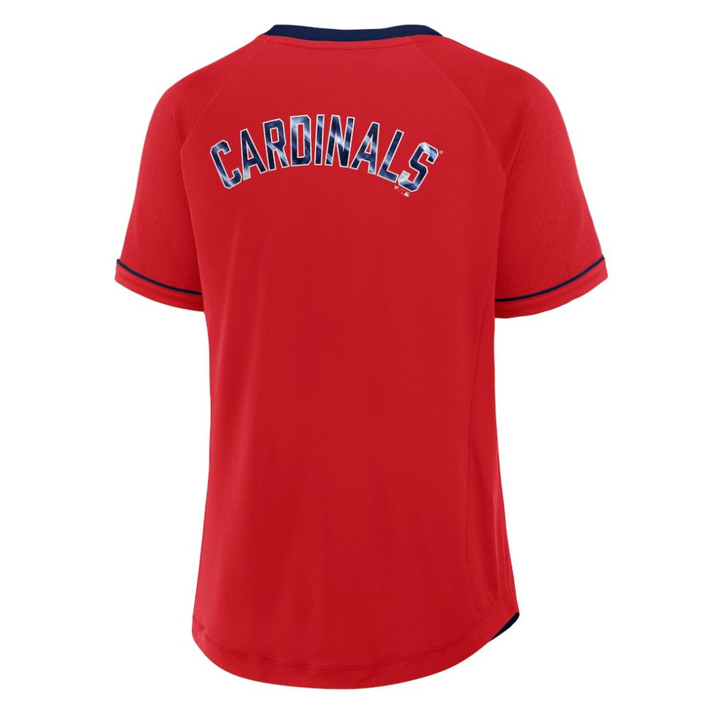 MLB St. Louis Cardinals Fanatics Women's League Diva Star Raglan V-Neck T-Shirt