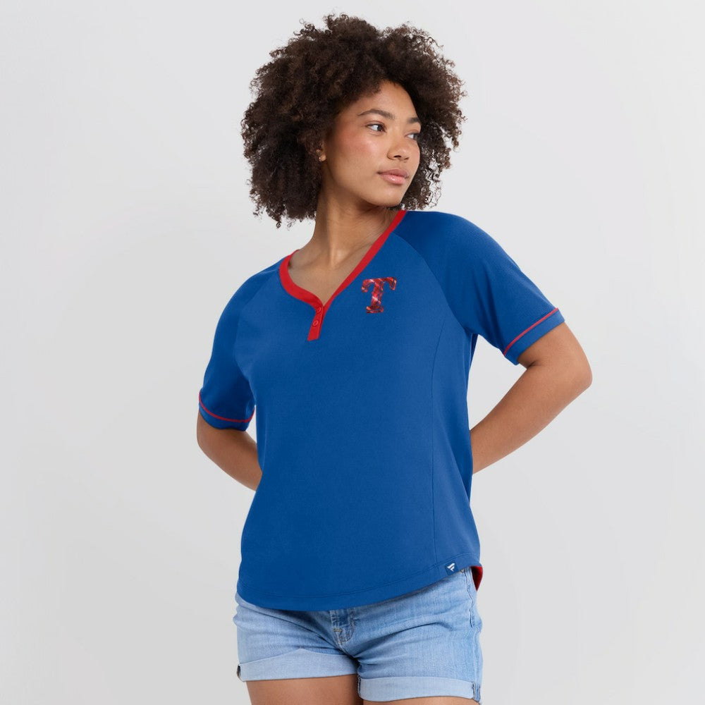 MLB Texas Rangers Fanatics Women's League Diva Star Raglan V-Neck T-Shirt