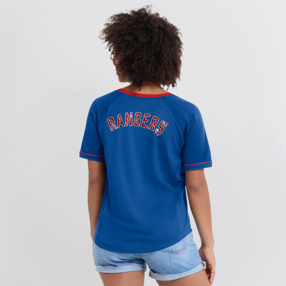 MLB Texas Rangers Fanatics Women's League Diva Star Raglan V-Neck T-Shirt