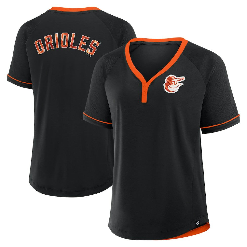 MLB Baltimore Orioles Fanatics Women's League Diva Star Raglan V-Neck T-Shirt