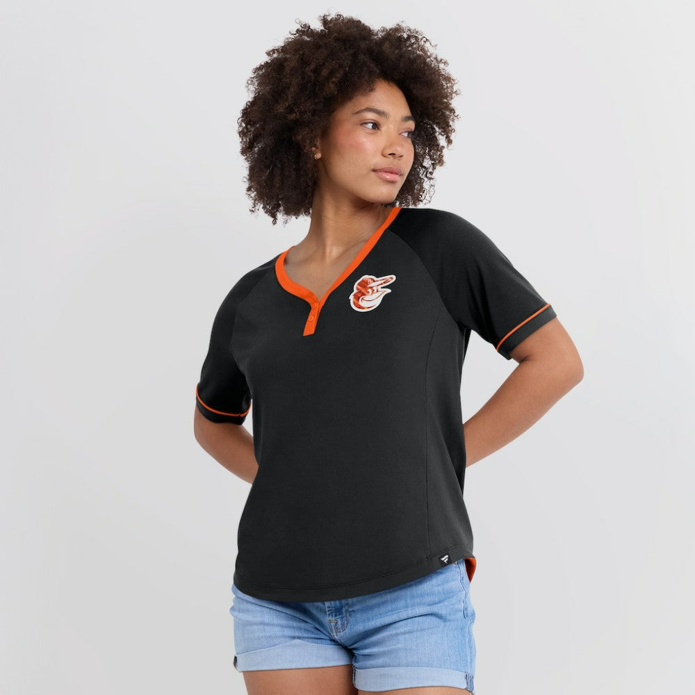 MLB Baltimore Orioles Fanatics Women's League Diva Star Raglan V-Neck T-Shirt