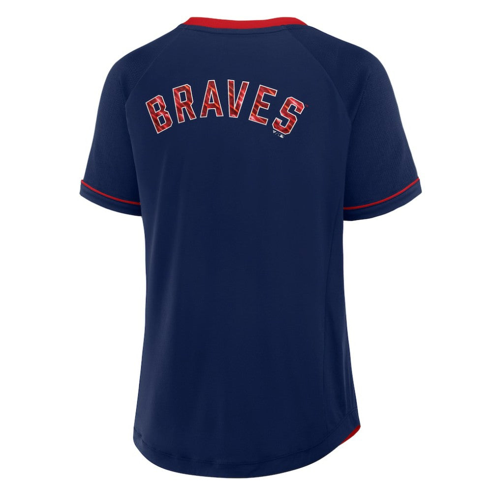 MLB Atlanta Braves Fanatics Women's League Diva Star Raglan V-Neck T-Shirt