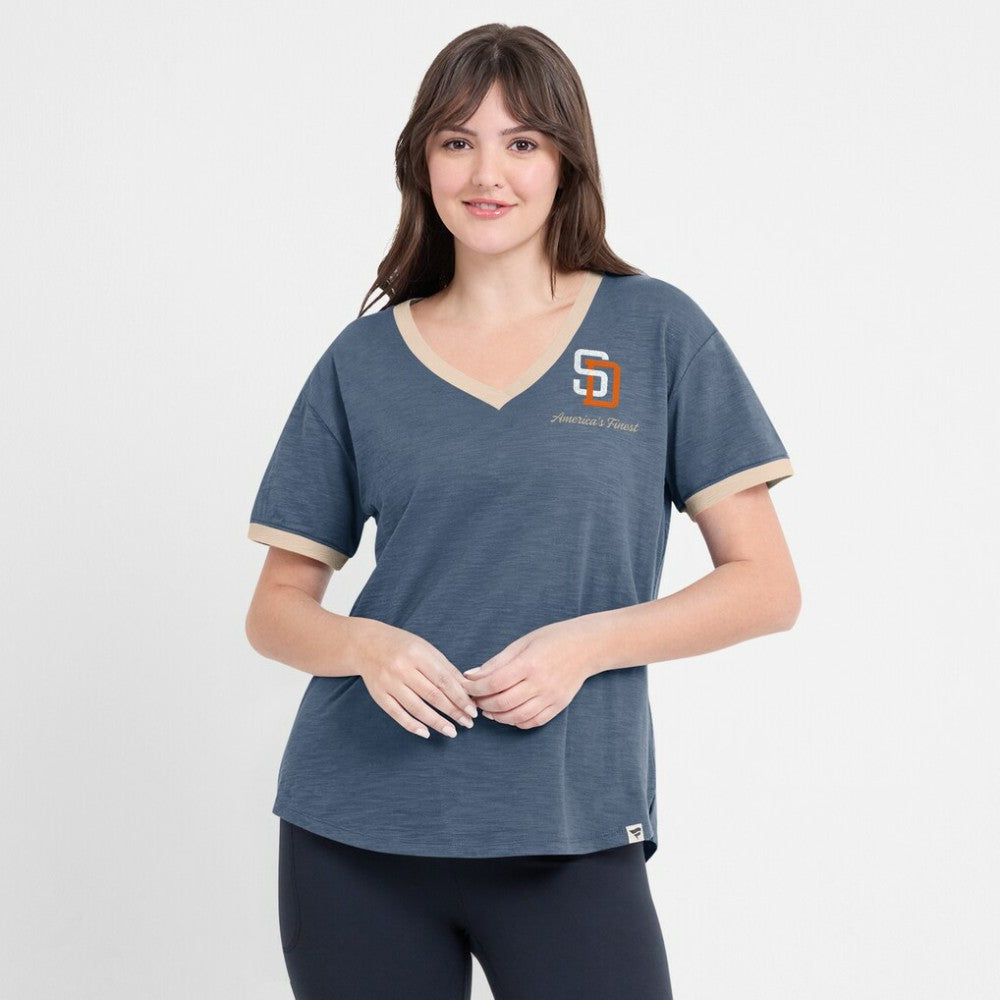 MLB San Diego Padres Fanatics Women's Binge Worthy Stadium Slub V-Neck T-Shirt