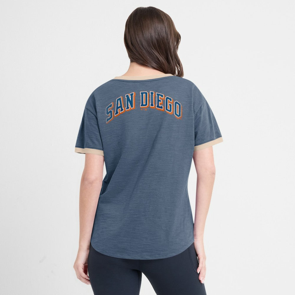MLB San Diego Padres Fanatics Women's Binge Worthy Stadium Slub V-Neck T-Shirt