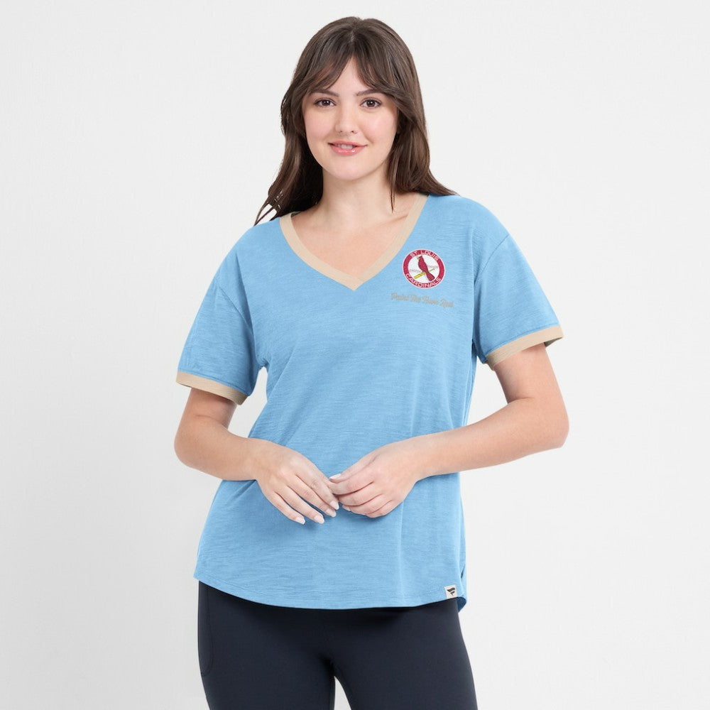MLB St. Louis Cardinals Fanatics Women's Binge Worthy Stadium Slub V-Neck T-Shirt