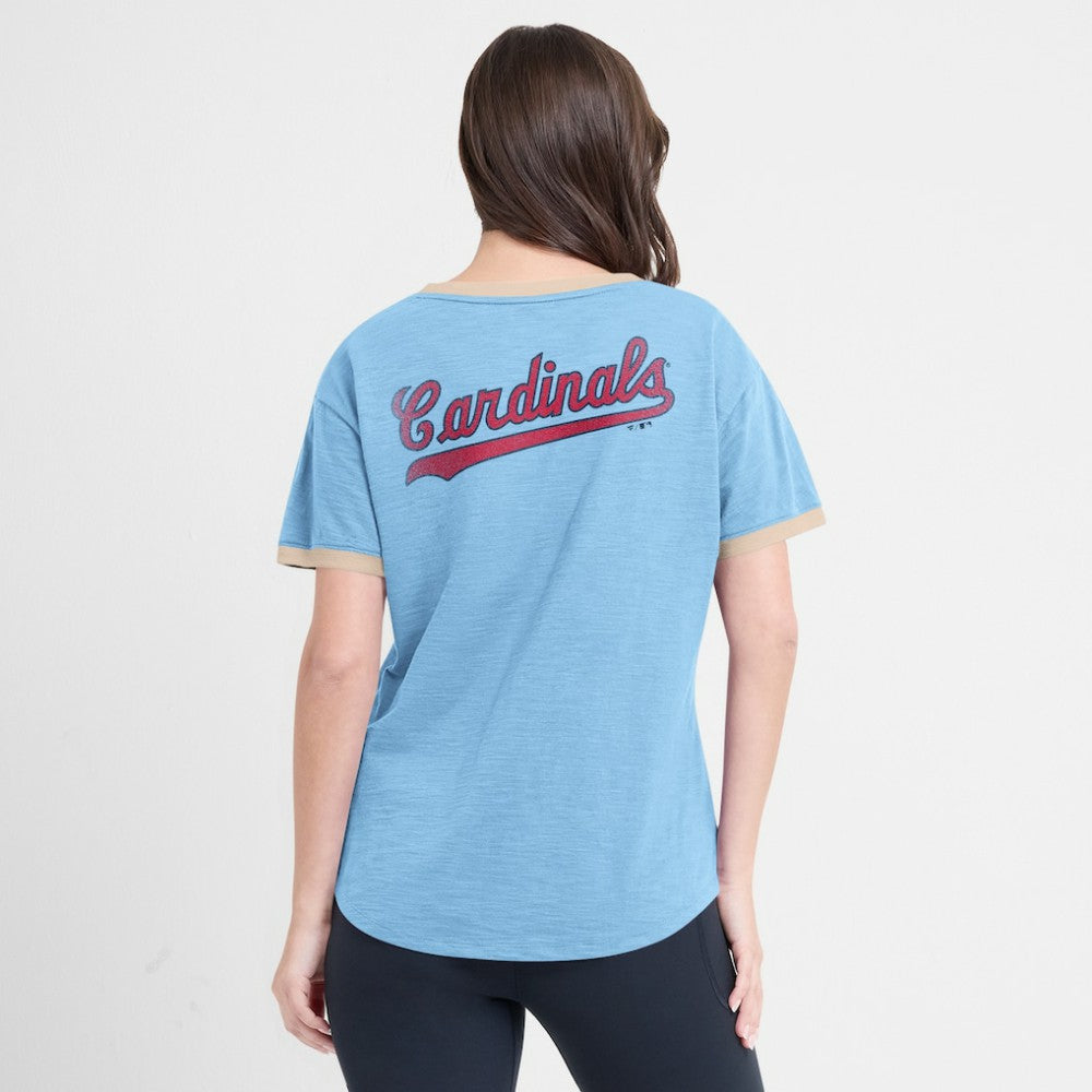 MLB St. Louis Cardinals Fanatics Women's Binge Worthy Stadium Slub V-Neck T-Shirt