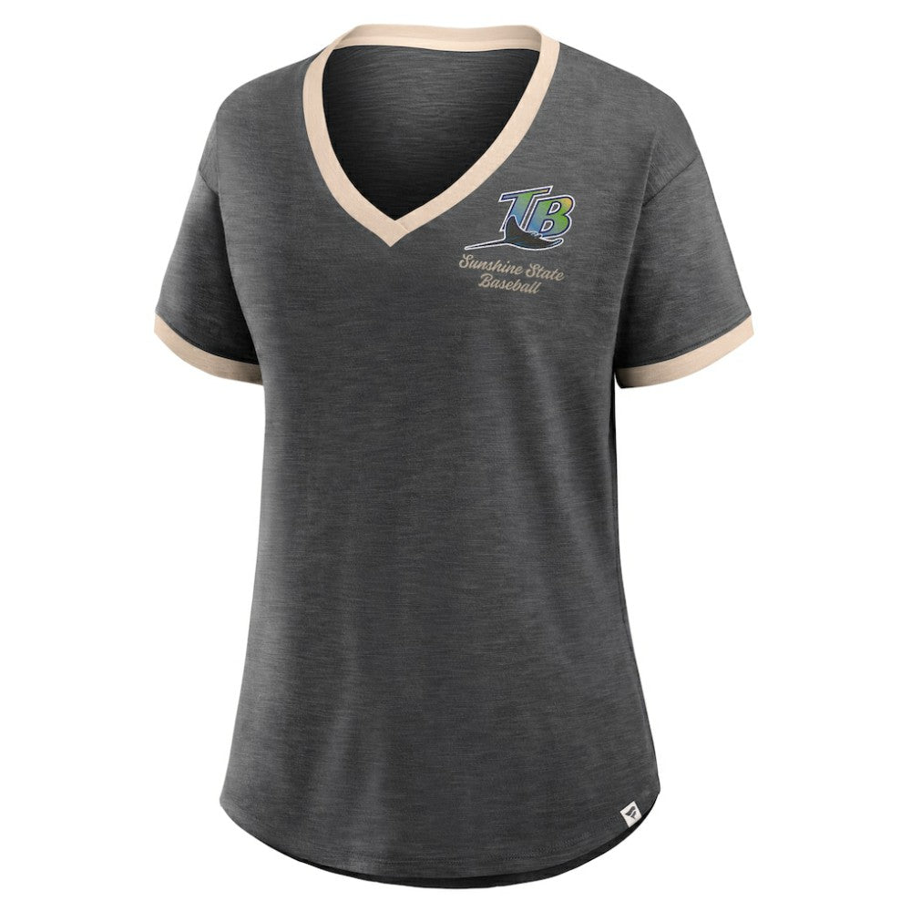 MLB Tampa Bay Rays Fanatics Women's Binge Worthy Stadium Slub V-Neck T-Shirt