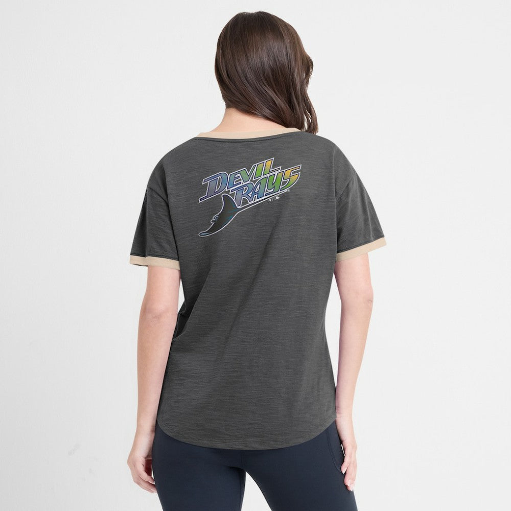 MLB Tampa Bay Rays Fanatics Women's Binge Worthy Stadium Slub V-Neck T-Shirt