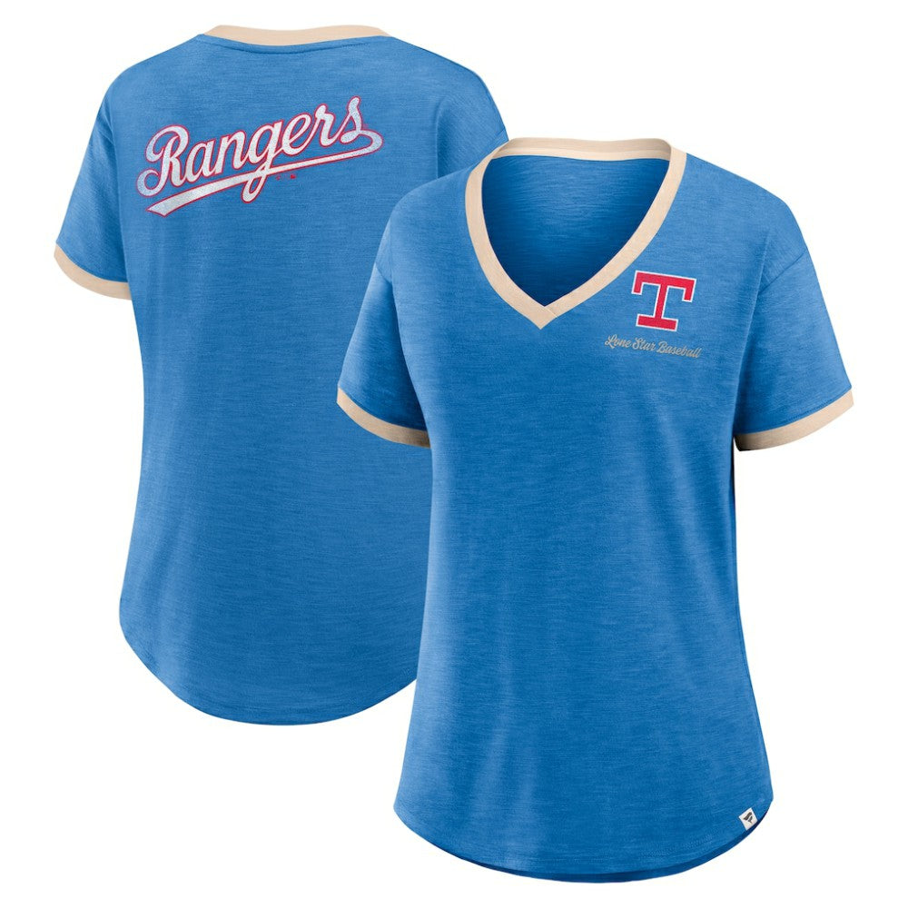 MLB Texas Rangers Fanatics Women's Binge Worthy Stadium Slub V-Neck T-Shirt