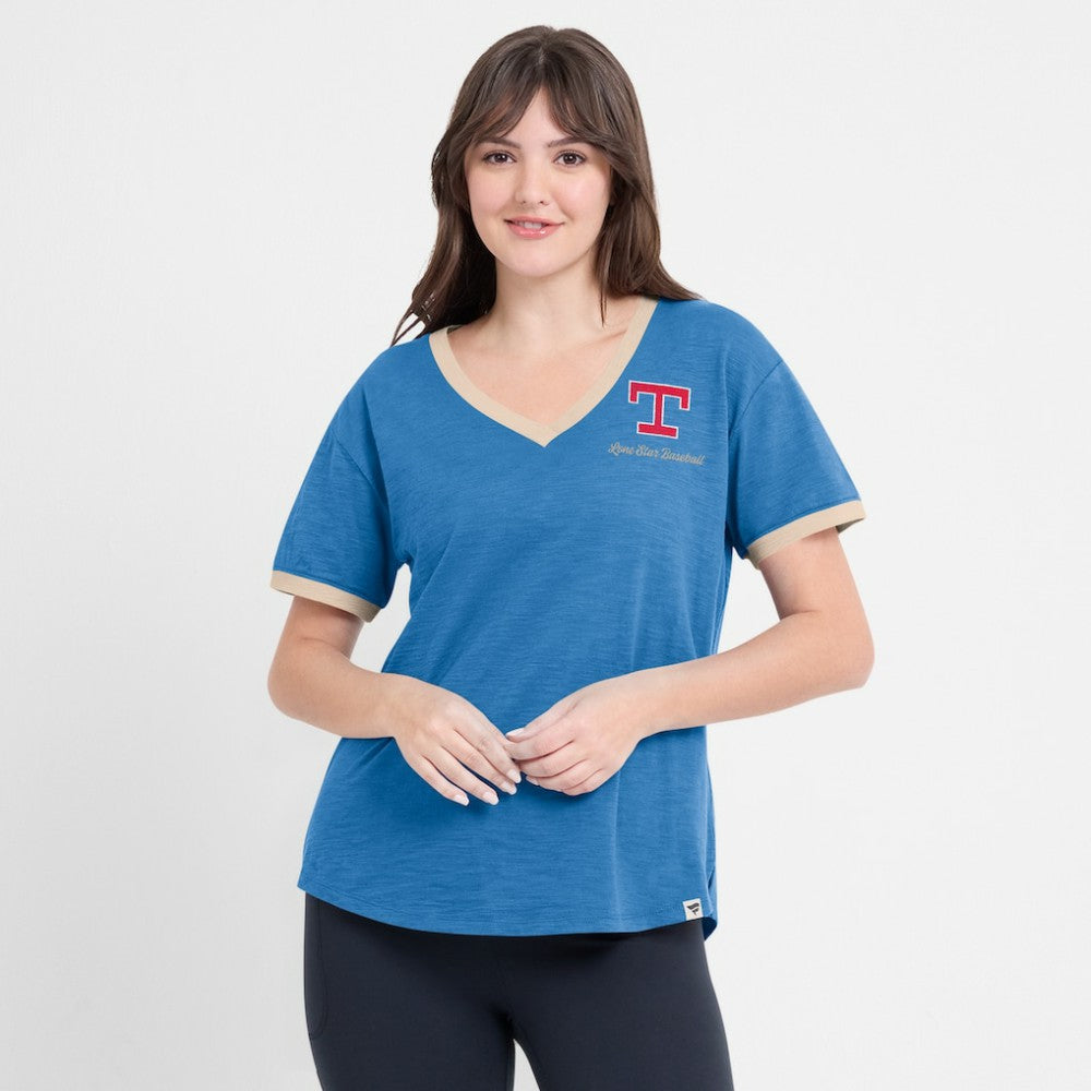 MLB Texas Rangers Fanatics Women's Binge Worthy Stadium Slub V-Neck T-Shirt