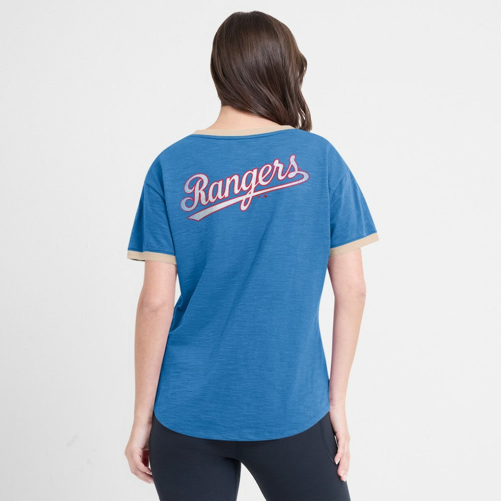 MLB Texas Rangers Fanatics Women's Binge Worthy Stadium Slub V-Neck T-Shirt