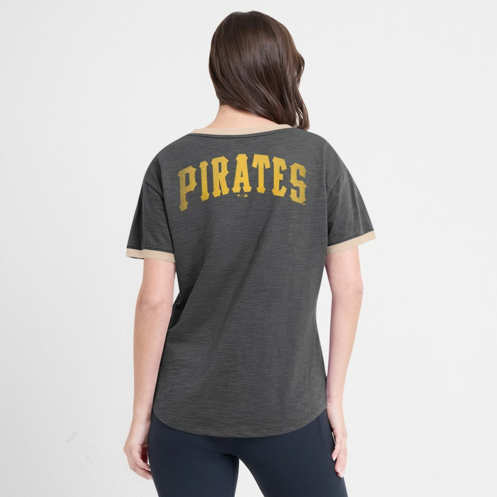 MLB Pittsburgh Pirates Fanatics Women's Binge Worthy Stadium Slub V-Neck T-Shirt