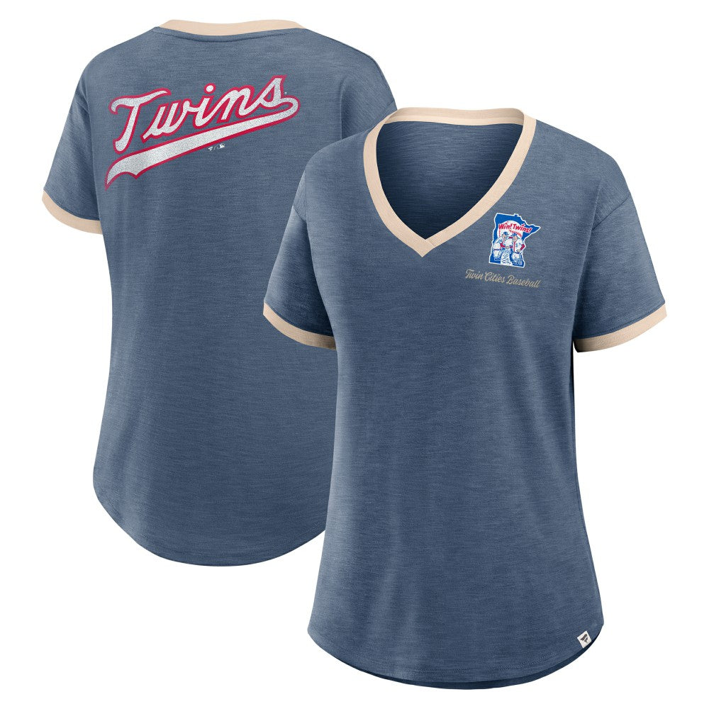MLB Minnesota Twins Fanatics Women's Binge Worthy Stadium Slub V-Neck T-Shirt