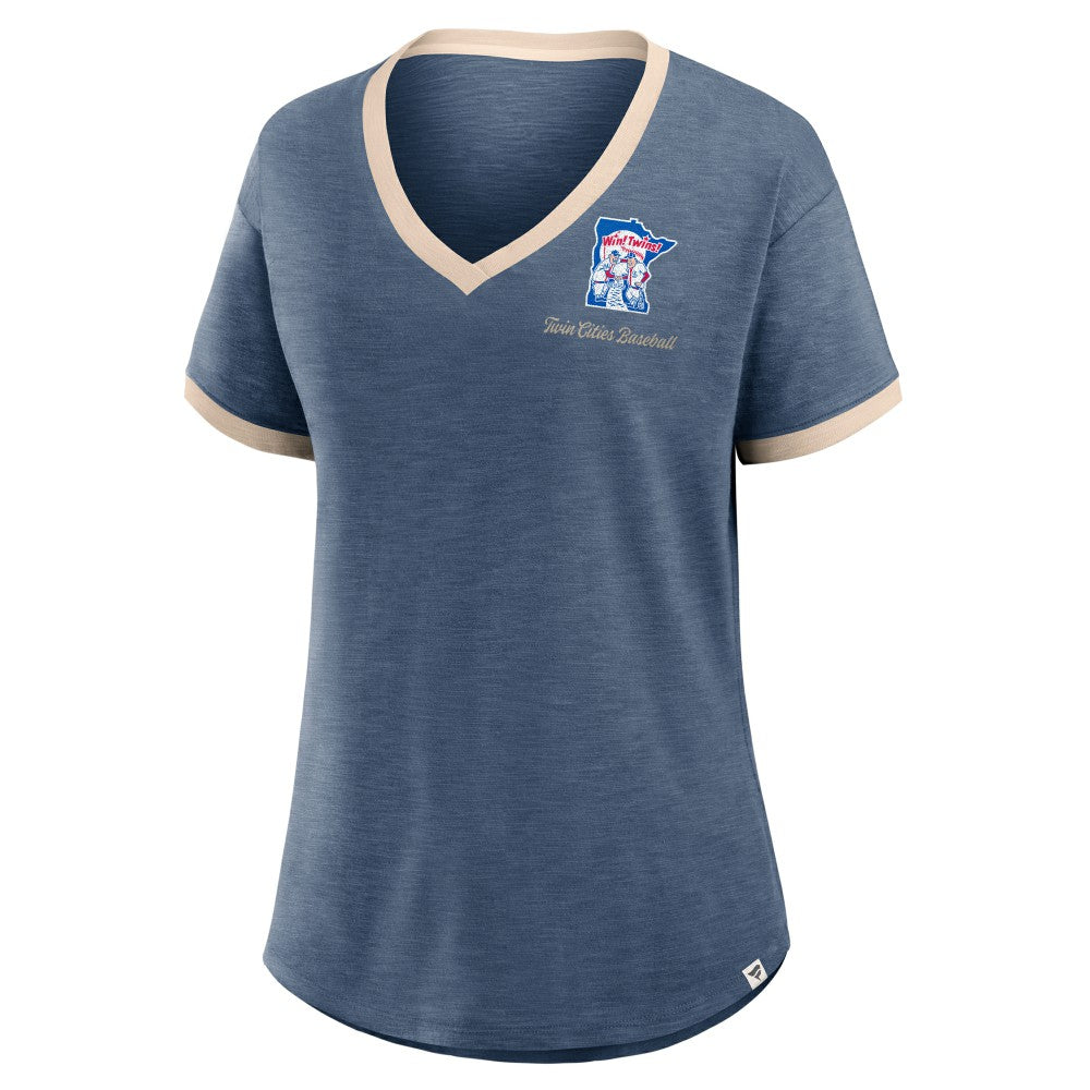 MLB Minnesota Twins Fanatics Women's Binge Worthy Stadium Slub V-Neck T-Shirt
