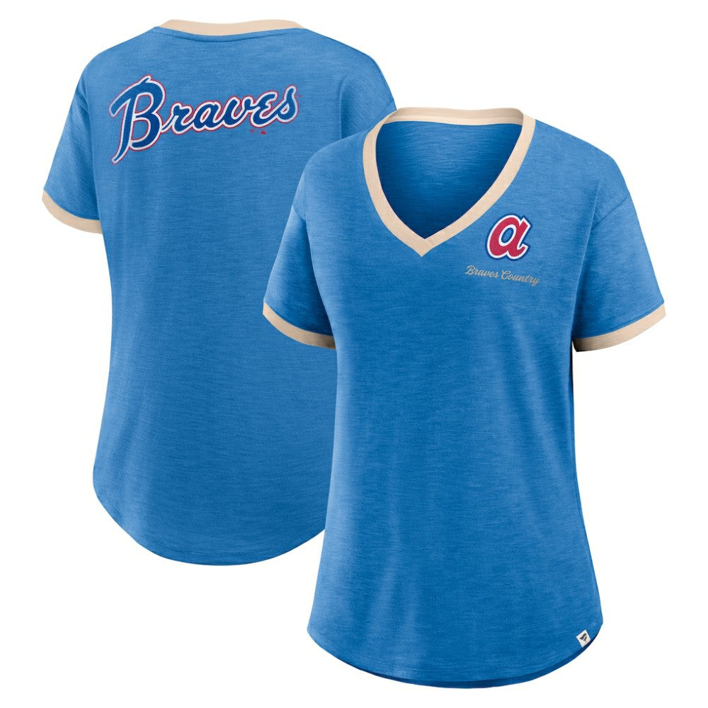 MLB Atlanta Braves Fanatics Women's Binge Worthy Stadium Slub V-Neck T-Shirt