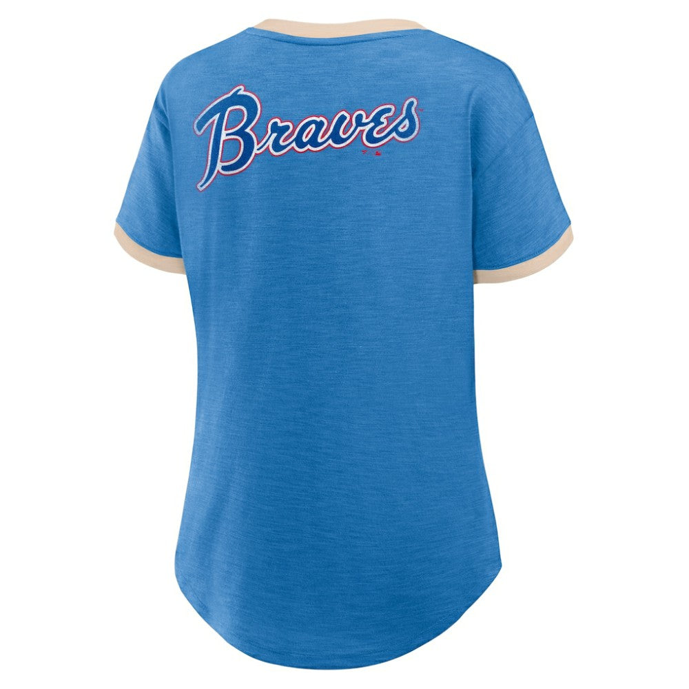 MLB Atlanta Braves Fanatics Women's Binge Worthy Stadium Slub V-Neck T-Shirt