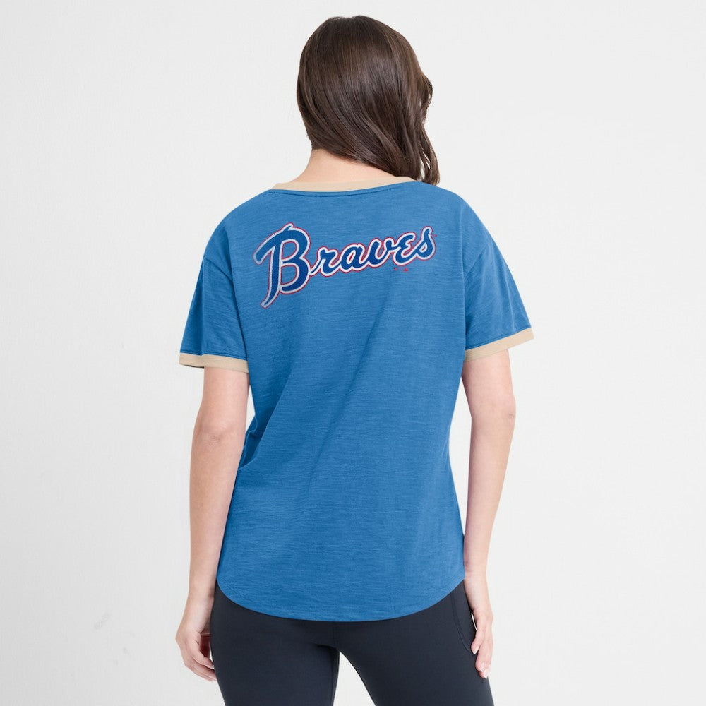 MLB Atlanta Braves Fanatics Women's Binge Worthy Stadium Slub V-Neck T-Shirt