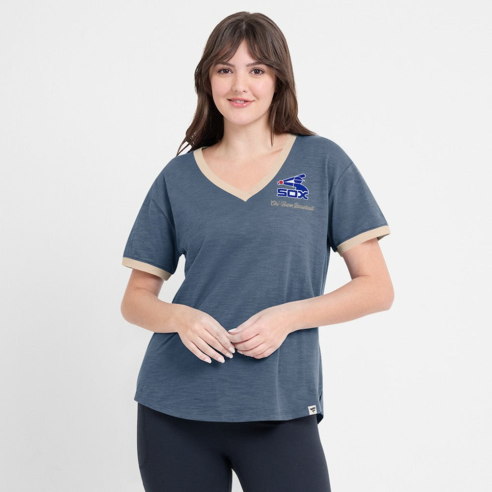 MLB Chicago White Sox Fanatics Women's Binge Worthy Stadium Slub V-Neck T-Shirt