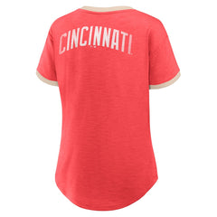 MLB Cincinnati Reds Fanatics Women's Binge Worthy Stadium Slub V-Neck T-Shirt