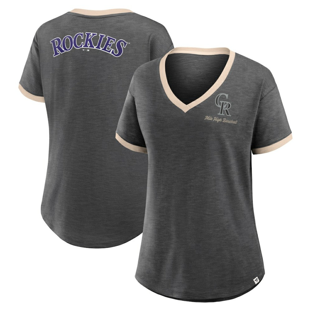 MLB Colorado Rockies Fanatics Women's Binge Worthy Stadium Slub V-Neck T-Shirt