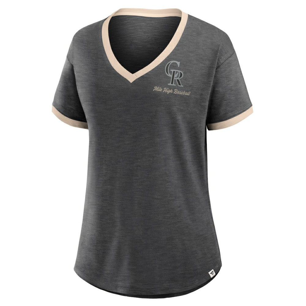 MLB Colorado Rockies Fanatics Women's Binge Worthy Stadium Slub V-Neck T-Shirt