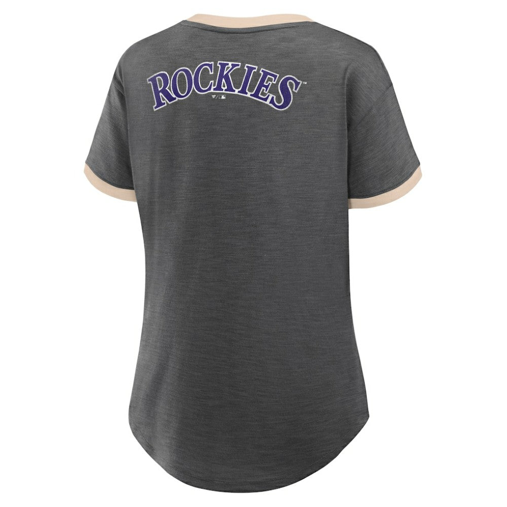 MLB Colorado Rockies Fanatics Women's Binge Worthy Stadium Slub V-Neck T-Shirt