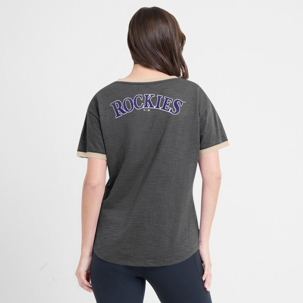 MLB Colorado Rockies Fanatics Women's Binge Worthy Stadium Slub V-Neck T-Shirt