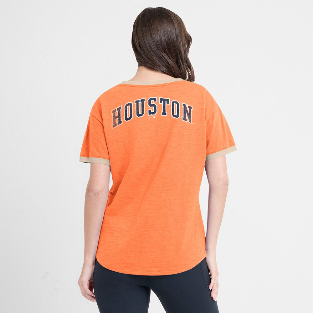 MLB Houston Astros Fanatics Women's Binge Worthy Stadium Slub V-Neck T-Shirt