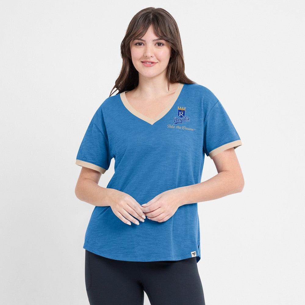 MLB Kansas City Royals Fanatics Women's Binge Worthy Stadium Slub V-Neck T-Shirt