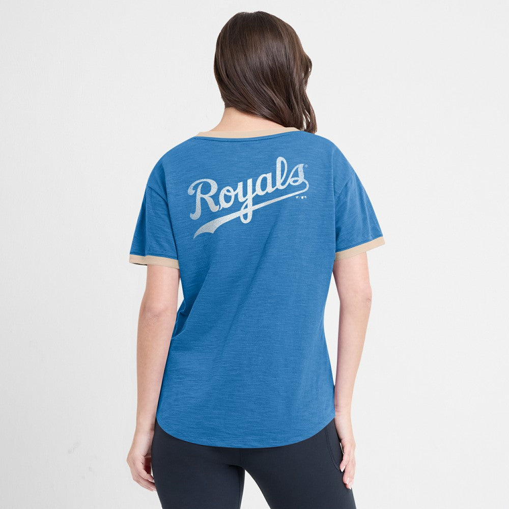 MLB Kansas City Royals Fanatics Women's Binge Worthy Stadium Slub V-Neck T-Shirt
