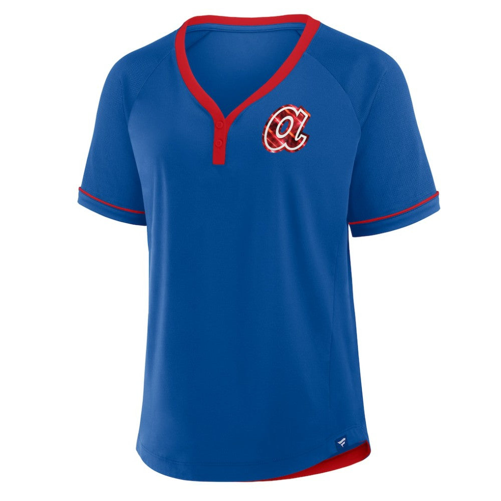 MLB Atlanta Braves Fanatics Women's Cooperstown Collection League Diva Raglan V-Neck T-Shirt