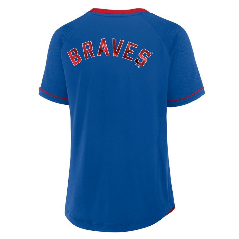 MLB Atlanta Braves Fanatics Women's Cooperstown Collection League Diva Raglan V-Neck T-Shirt