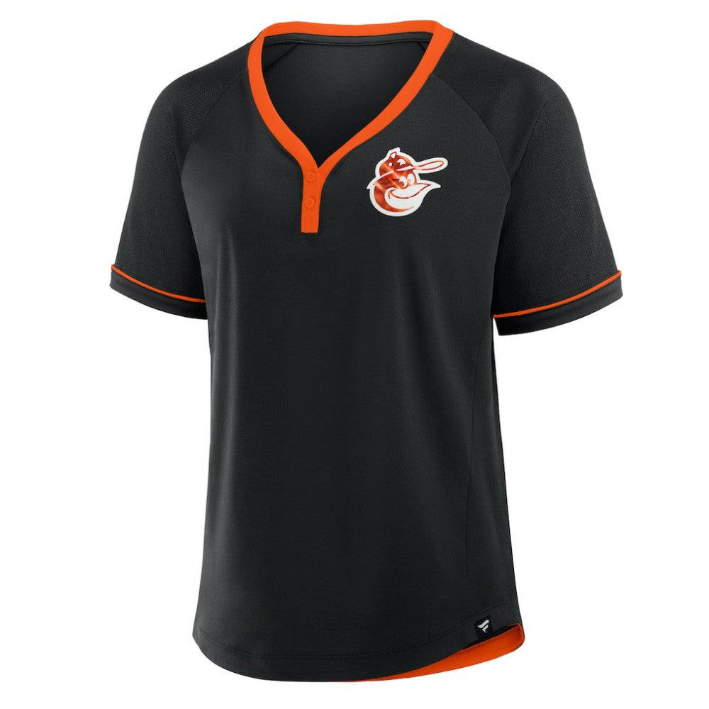 MLB Baltimore Orioles Fanatics Women's Cooperstown Collection League Diva Raglan V-Neck T-Shirt