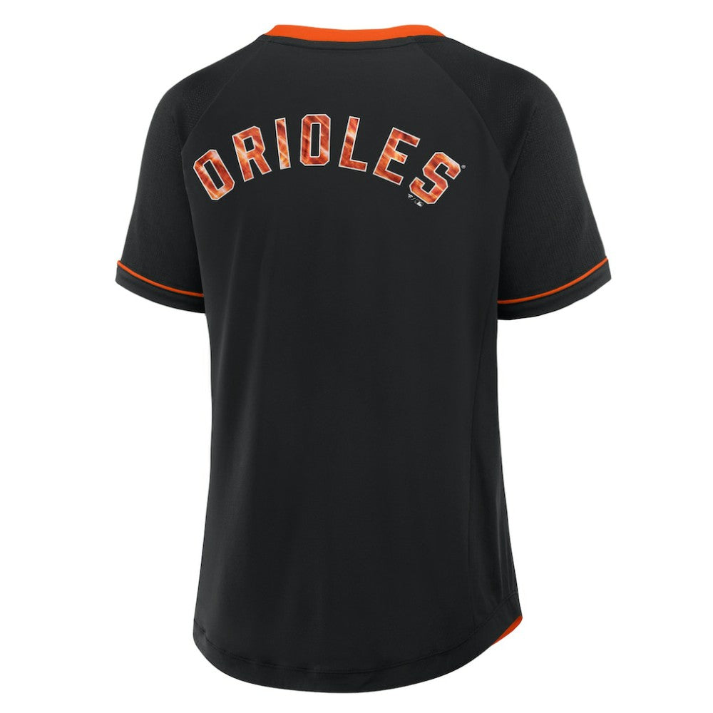 MLB Baltimore Orioles Fanatics Women's Cooperstown Collection League Diva Raglan V-Neck T-Shirt