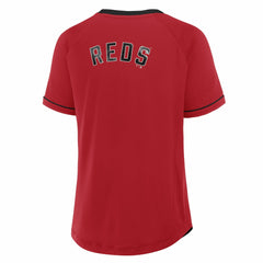 MLB Cincinnati Reds Fanatics Women's Cooperstown Collection League Diva Raglan V-Neck T-Shirt